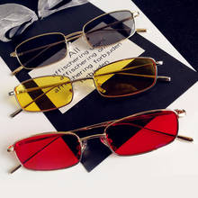 1 шт., унисекс, маленькие ретро очки, прямоугольные солнцезащитные очки, цветные, UV400, металлическая оправа, прозрачные линзы, солнцезащитные очки, мужские, женские, мужские очки 2024 - купить недорого