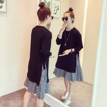 2021 New Fashion Maternity Clothes Dress Spring Autumn Pregnant Dress Plaid Dresses for Pregnancy Long Sleeve Maternity Dress 2024 - buy cheap