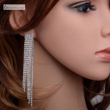 Carefree Fish New Rhinestone Crystal Long Tassel Earrings for Women Bridal Drop Dangling Earrings Brincos Wedding Jewelry EH1001 2024 - buy cheap