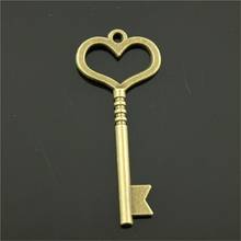 8 piezas de colgantes de llave de estilo antiguo para hacer joyas de Color bronce antiguo para llaves de 46mm 2024 - compra barato