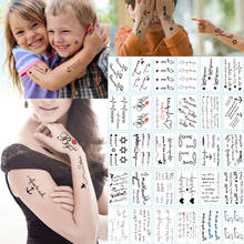 Tatuagem falsa temporária de tatuagem 30 peças, adesivo de letras em inglês, amor, coração, ondulado, à prova d'água, tattoo para crianças, homens, mulheres 2024 - compre barato