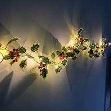 Guirnalda de luces LED de 2M para decoración de hogar, suministros de Navidad para regalo, artificiales, bayas de acebo, bricolaje, jardín y vacaciones 2024 - compra barato