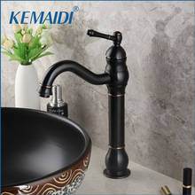 KEMAIDI  Black Oil Rubbed Bronze Bathroom Faucet Basin Stream Spout Bathroom Deck Mount Sink Vanity Tap Mixer Faucet 2024 - buy cheap