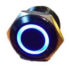 5 peças 16mm 12v anel azul led momentâneo alumínio anodizado carro elétrico interruptor 2024 - compre barato