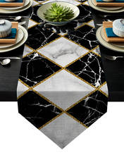 Marble Texture Black White Lines Metal Crack Table Runner Table Flag Home Party Decorative Tablecloth Table Runners 2024 - buy cheap