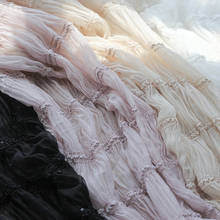 Трехмерная вышитая шифоновая полосатая ткань, дышащая тюль, вышитая морщинка, сделай сам, женское платье, ткань 2024 - купить недорого