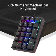 K24 teclado mecânico com fio led rgb backlight estendido 21 teclas com fio teclado mecânico para computadores substituição teclado 2024 - compre barato
