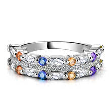 Anel de casamento feminino ustar, pedras coloridas de luxo para mulheres, zircônio cúbico brilhante, joias da moda 2024 - compre barato
