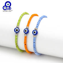 Pulsera de cadena de cuerda trenzada para hombre y mujer, brazalete con cuentas de Ojo Azul, Miyuki, joyería ajustable, EY6483 2024 - compra barato