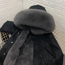 Abrigo con forro de piel sintética para hombre, parka cálida con capucha, color negro y gris, invierno, N45 2024 - compra barato