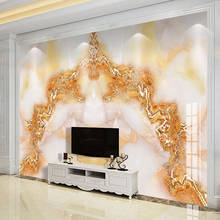 Custom 3D Photo Wallpaper European Style Golden Jade Marble TV Background Wall Mural Painting Living Room Bedroom Papier Peint 2024 - buy cheap