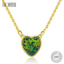 DOTEFFIL-collar con colgante de ópalo y corazón para mujer, collar de piedras preciosas de tres colores brillantes, joyería de aniversario de plata 925 para fiesta 2024 - compra barato