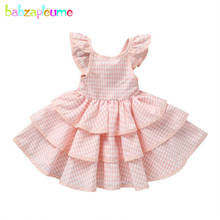 Summer Clothing Korean Baby Girls Dresses Cute Plaid Cotton Tiered Sleeveless Pink Princess Kids Dress Children Clothes BC1877 2024 - buy cheap