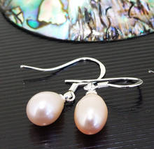 Fashion Jewelry Real Pearl Earring 7x9mm Pink Teardrop Freshwater Cultured Pearl Silvers Dangle Earrings Perfect Women Girl Gift 2024 - buy cheap