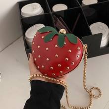 Cute Strawberry Heart Shape Women Clutch Bag Fashion Ladies Chain Purses and Handbags Female Rivet Mini Party Crossbody Bag 2024 - buy cheap
