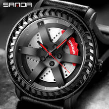 Relógio de pulso masculino na moda, relógio com pulseira de couro no formato de roda personalizado 2024 - compre barato
