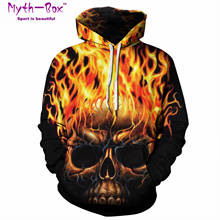 Women/Men Hoodie Sweatshirt Long Sleeve Sport Hoodies Women Fire Skull Print Hip Hop Sportwear Gym Hooded Sweater Loose Pullover 2024 - buy cheap