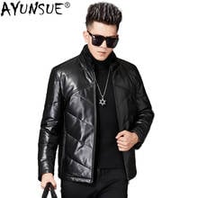 AYUNSUE Genuine Real Leather Jacket Men Winter Sheepskin Coat Plus Size Mink Fur Collar Short Warm Men's Down Jackets 9010 2024 - buy cheap