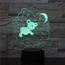 Lámpara LED 3D de oso durmiente para niños, luz de noche con 7 cambios de Color para dormitorio, lámpara de mesa para dormir de bebé, regalo de Navidad de Año Nuevo 1867, novedad 2024 - compra barato