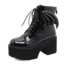 Botas de plataforma de charol para mujer, botines con diseño de ala de Ángel, zapatos sexys de estilo gótico Punk, calzado informal 2024 - compra barato