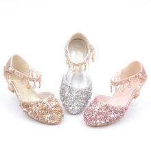 Sapatos de salto alto da princesa para meninas, calçados infantis de festa para bebês, sapatos de cristal tamanho 26-38, verão, 2021 2024 - compre barato