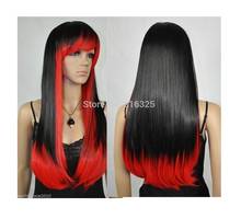 FREE P&PCos black gradient red mix long straight WIG 2024 - buy cheap