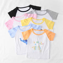 Футболки для маленьких мальчиков и девочек, детские футболки с короткими рукавами, детские топы, повседневные футболки с круглым вырезом и мультяшным рисунком для малышей, Детская летняя одежда 2024 - купить недорого