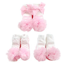Sanluschap meias infantis para meninas, conjunto com 3 pacotes de meias para bebês recém-nascidos com renda plissada, rosa, princesa 2024 - compre barato