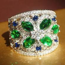 Luxury Green Flower Zircon Crystal Ring for Ladies Wedding engagement party Ring Jewelry Gift for women gift 2024 - buy cheap