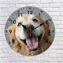 Cute Dog Round Wall Clock Reloj Cocina Silent Non Ticking Oil Painting Decorative Clock Art Creative 3D Wall Clock  Creative 3D 2024 - buy cheap