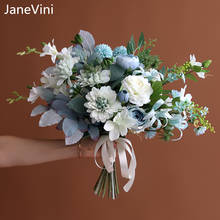 JaneVini-ramo de flores artificiales románticas para boda, hechas a mano de seda Hortensia de rosas, elegante, nupcial coreano, falso 2024 - compra barato
