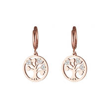 Pendientes de aro pequeños de oro plateado rosa para mujer, accesorios, gota del árbol de la vida con círculo, joyería femenina 2021 2024 - compra barato