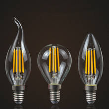 Lâmpada led retrô filamento e27, 4w, 6w, 8w, globo de luz, 220v-240v, g45 c35 c35l e14, vintage 2024 - compre barato