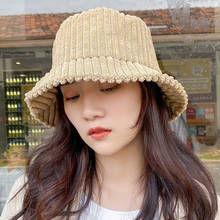 Corduroy Winter Bucket Hat for Women Girl Fashion Solid Panama Fishing Caps Autumn Outdoor Flat Fisherman Hats Bonnet Femme New 2024 - buy cheap