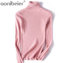 Aonibeier Autumn Winter Women Rib Knitted Turtleneck Sweater Casual Soft Warm Jumper Fashion Slim Ladies Elastic Pullovers 2024 - buy cheap