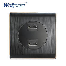 Wallpad 2 HDMI-совместима с передачей данных, настенная розетка, электрическая розетка, черная матовая панель из поликарбоната для дома 2024 - купить недорого