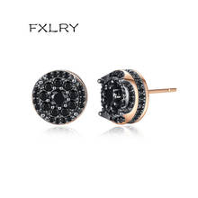 FXLRY-pendientes redondos de colores dobles para mujer, nuevo diseño, Micro-embutido cúbico de circón, fiesta y joyería para boda, regalo 2024 - compra barato