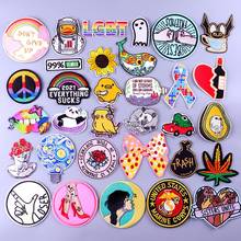 Cartoon Rainbow/Bird Patch Stickers Embroidery Patch For Clothing Iron On Patches DIY Animal Patches On Clothes Applique Stripe 2024 - buy cheap