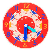 Children Montessori Wooden Clock Toys Hour Minute Second Cognition Colorful Clocks Toys for Kids Early Preschool Teaching Aids 2024 - купить недорого