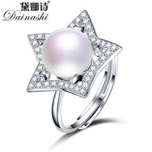 Dainashi-anillo ajustable de Plata de Ley 925 para mujer, anillo elegante de cristal de circonita, perla cultivada en agua dulce, regalo de fiesta 2024 - compra barato