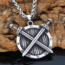 Men Nordic viking Shield Sword  Talisman Rune necklace stainless steel with viking gift bag 2024 - buy cheap