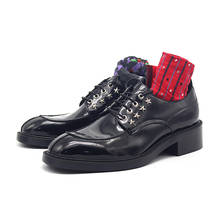 Sapatos masculinos de couro genuíno, sapatos de ponta fina com estrela, para homens, sapatos casuais pretos de alta qualidade, imperdível 2024 - compre barato