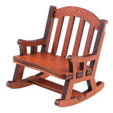 1Pcs doll house Miniature Wooden Rocking Chair Seat Handicraft Wood Rocker Outdoor Garden Furniture Toys 2024 - buy cheap