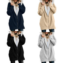 Women Coat Winter S-2XL Causal Soft Hooded Pocket Zipper Fleece Plush Female Coat Warm Plus Size Faux Fur Fluffy Women Jacket 2024 - buy cheap