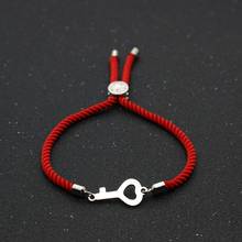 Cute Bear Stainless Steel Key Bracelets & Bangles For Male Female Lucky Red Rope Adjustable Charm Women Bracelet Men Jewelry 2024 - buy cheap