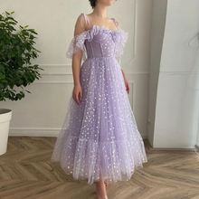 Glitter Prom Dresses 2022 Strapless Spaghetti Strap Shiny Tulle Tea Length Arabic Wedding Party Graduation Dress 2024 - buy cheap