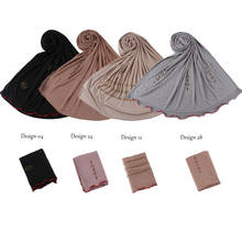 Multicolor Roma lined Cotton Muslim Headscarf Hijab Jersey Scarf femme musulman hoofddoek Islamic shawls and wraps Head Scarve 2024 - buy cheap