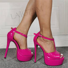 SEIIHEM Women Heeled Sandals Platform Buckle T Straps Pumps Party Club Show Unisex Ladies Shoes Women Large Size 44 46 49 50 52 2024 - buy cheap