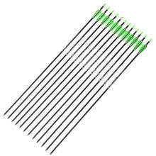 Flechas de carbono para tiro con arco recurvo, 6/12/24 unidades, 30 pulgadas, OD, 7mm ID, 5mm, con 2 paletas de plástico verdes y blancas, 700 2024 - compra barato