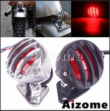 Motorcycle Red LED 12V Tail Light Cafe Racer top Brake Light Motorbike Rear Lamp Metal Grid Taillight for Harley Chopper Bobber 2024 - buy cheap